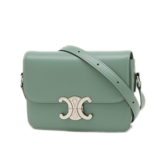 Celine Teen Triomphe Shoulder Bag in Shiny Calfskin Celadon 188423BF4 - Picture 1 of 9